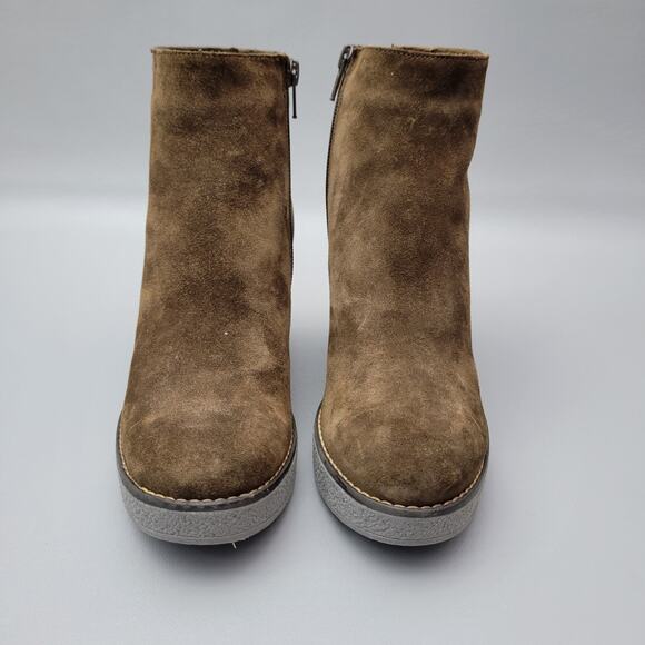 Oroscuro Camoscio Sigaro Italian Ankle Boots Platform Block Heel Suede Brown 6 - Picture 4 of 9